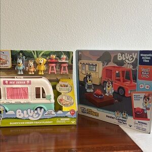 🐾 Bluey Toy Bundle | Ice Cream Truck Playset + Tile Town Heeler Camper | New